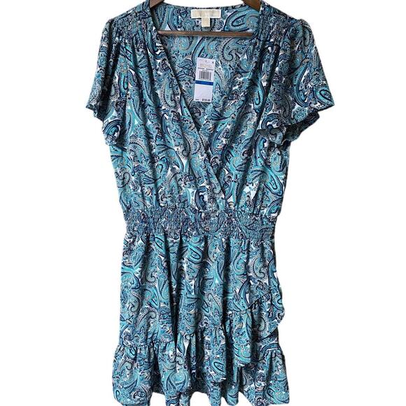 MICHAEL MICHAEL KORS Women's Paisley Faux-Wrap Mini Dress - Picture 3 of 7